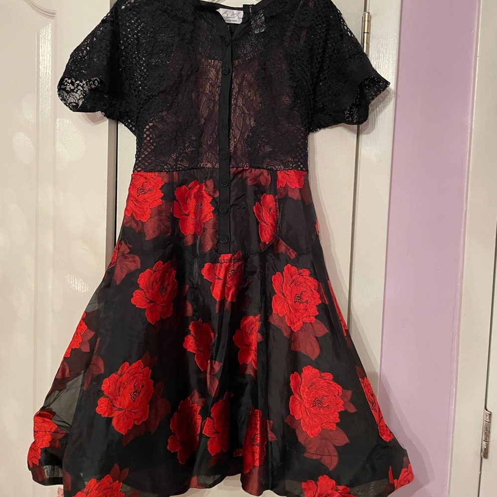 Beauty mark rose print dress